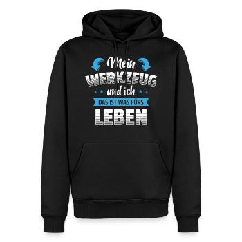 MY TOOL AND ME | THIS IS WHAT FOR LIFE - Men’s Premium Organic Hoodie - black - Front - Nico (187cm)