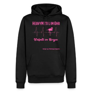 Flamingo Heavy Metal - Männer Premium Bio Hoodie - Schwarz - Vorne - Nico (187cm)