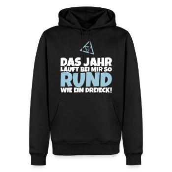 Das Jahr läuft bei mir so rund wie ein Dreieck! - Männer Premium Bio Hoodie - Schwarz - Vorne - Nico (187cm)
