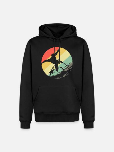 Surfer Surfen Surf Retro Wellen - Männer Premium Bio Hoodie - Schwarz