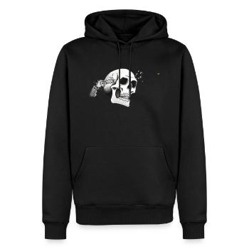 Gun Skull - Männer Premium Bio Hoodie - Schwarz - Vorne - Nico (187cm)