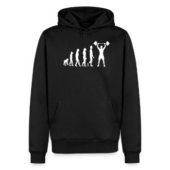 Fitness Gewichtheben Evolution Workout Sport - Männer Premium Bio Hoodie - Schwarz - Vorne - Nico (187cm)
