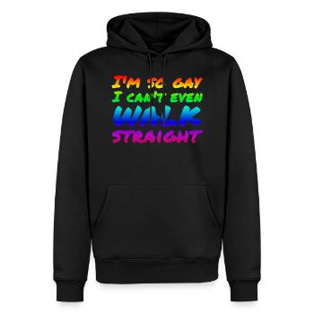 Ich bin so schwul, dass ich nicht mal geradeaus laufen kann - Männer Premium Bio Hoodie - Schwarz - Vorne - Nico (187cm)