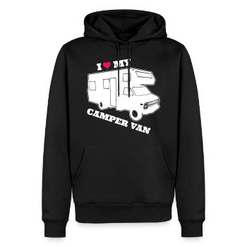 J'aime mon van de campeur - Sweat à capuche Premium bio Homme - noir - Devant - Nico (187cm)