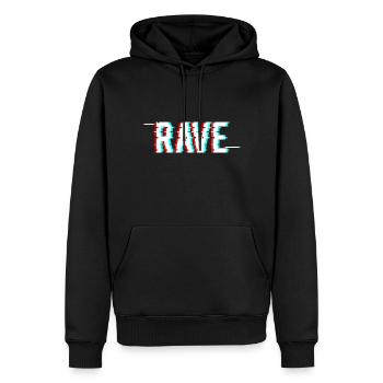 Rave Glitch Hardstyle Festival EDM Techno - Männer Premium Bio Hoodie - Schwarz - Vorne - Nico (187cm)