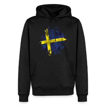 Drapeau suède suède - Sweat à capuche Premium bio Homme - noir - Devant - Nico (187cm)