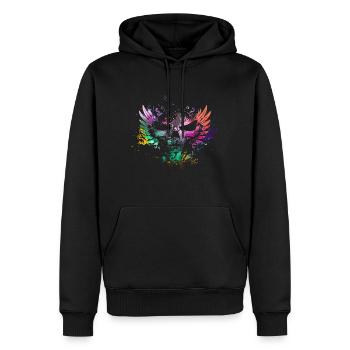 Crâne avec des ailes, coloré, grunge, vintage - Sweat à capuche Premium bio Homme - noir - Devant - Nico (187cm)