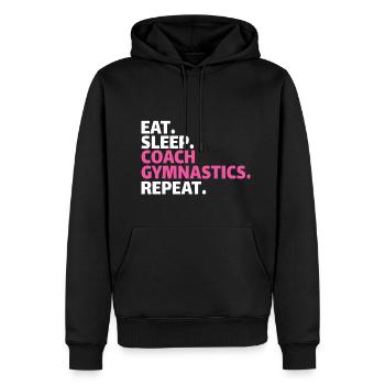GYMNASTICS COACH: eat, sleep, coach gymnastics, repeat - Men’s Premium Organic Hoodie - black - Front - Nico (187cm)