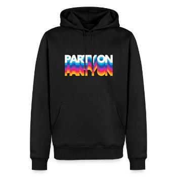 Party On - Sweat à capuche Premium bio Homme - noir - Devant - Nico (187cm)