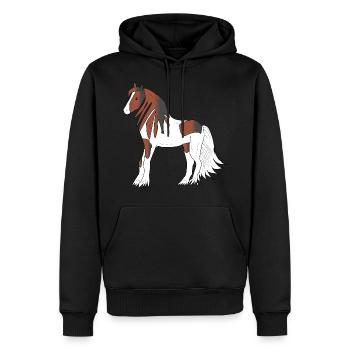 Joli cheval de trait noir-brun-blanc - Sweat à capuche Premium bio Homme - noir - Devant - Nico (187cm)