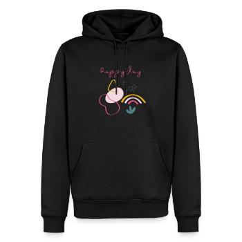 Happy Day - Männer Premium Bio Hoodie - Schwarz - Vorne - Nico (187cm)