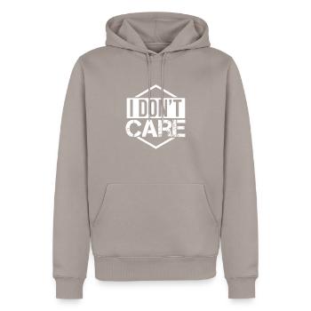 Je ne suis pas intéressé - Sweat à capuche Premium bio Homme - taupe - Devant - Nico (187cm)