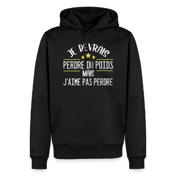 Je devrais perdre du poids, mais j'aime pas perdre - Sweat à capuche Premium bio Homme - noir - Devant - Nico (187cm)