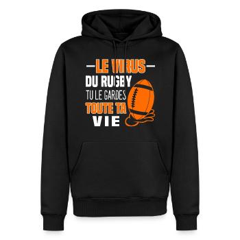 The Rugby virus you keep it all your life. Fan - Men’s Premium Organic Hoodie - black - Front - Nico (187cm)