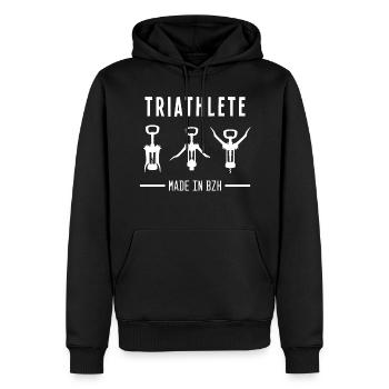 Triathlète, Humour Alcool Bretagne, Bzh. Fêtard - Sweat à capuche Premium bio Homme - noir - Devant - Nico (187cm)