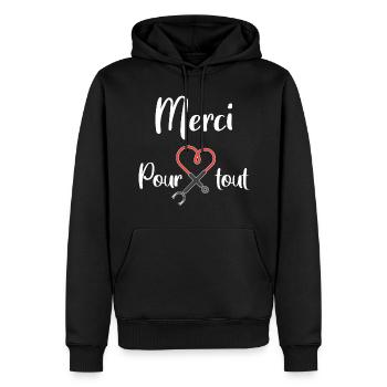 Merci aux infirmières. Période virus 2020. - Sweat à capuche Premium bio Homme - noir - Devant - Nico (187cm)