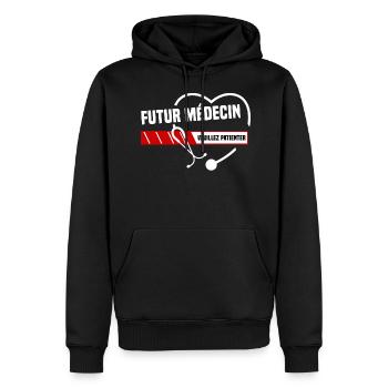futur médecin. Veuillez patienter. Humour santé - Sweat à capuche Premium bio Homme - noir - Devant - Nico (187cm)