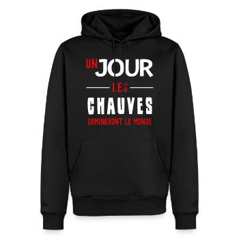 un jour les chauves domineront le monde. Humour - Sweat à capuche Premium bio Homme - noir - Devant - Nico (187cm)