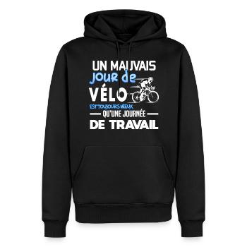 Un mauvais jour de vélo humour passion cycliste - Sweat à capuche Premium bio Homme - noir - Devant - Nico (187cm)