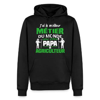 J'ai le meilleur métier du monde, papa agriculteur - Sweat à capuche Premium bio Homme - noir - Devant - Nico (187cm)