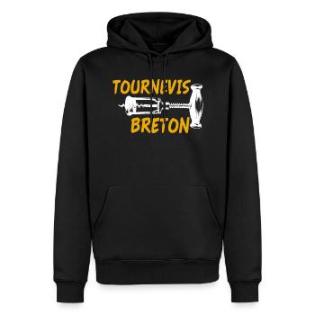 Tournevis breton, humour Bretagne, idée cadeau - Sweat à capuche Premium bio Homme - noir - Devant - Nico (187cm)