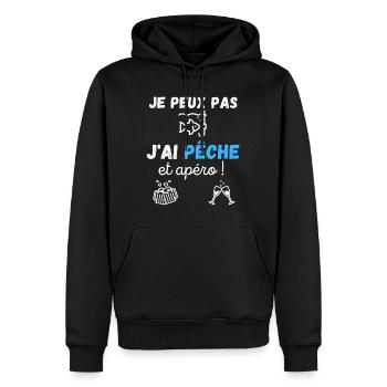 Je peux pas, j'ai pêche et apéro ! humour / drôles - Sweat à capuche Premium bio Homme - noir - Devant - Nico (187cm)