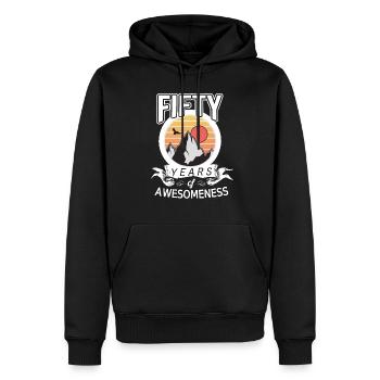 50 Jahre einzigartig! - Männer Premium Bio Hoodie - Schwarz - Vorne - Nico (187cm)