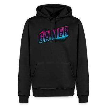 Gamer Neon 3D - Sweat à capuche Premium bio Homme - noir - Devant - Nico (187cm)