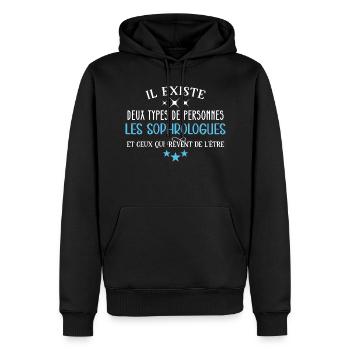 Sophrologue humour métier idée cadeau professions - Sweat à capuche Premium bio Homme - noir - Devant - Nico (187cm)