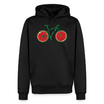 Vélo chapeau melon BIKE. Idée cadeau roue pastèque - Sweat à capuche Premium bio Homme - noir - Devant - Nico (187cm)