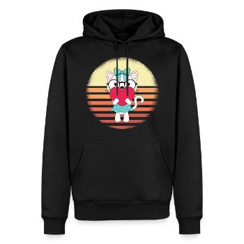 Katze mit Herz Sunset Design - Männer Premium Bio Hoodie - Schwarz - Vorne - Nico (187cm)