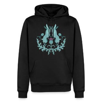 Jackalope Wolpertinger Rasselbock mit Distel - Männer Premium Bio Hoodie - Schwarz - Vorne - Nico (187cm)