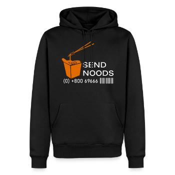 Send Noods - Nouilles chic Jeu de mots Ramen Noodles - Sweat à capuche Premium bio Homme - noir - Devant - Nico (187cm)