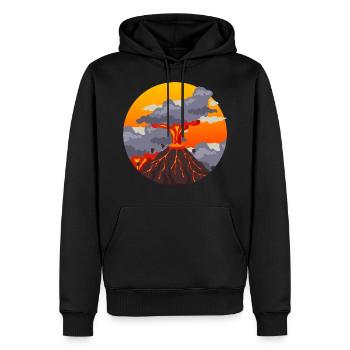 Vulkan - Männer Premium Bio Hoodie - Schwarz - Vorne - Nico (187cm)