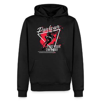Parkour Running cadeau - Sweat à capuche Premium bio Homme - noir - Devant - Nico (187cm)