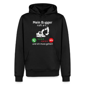 mein bagger ruft an und ich muss gehen - Männer Premium Bio Hoodie - Schwarz - Vorne - Nico (187cm)