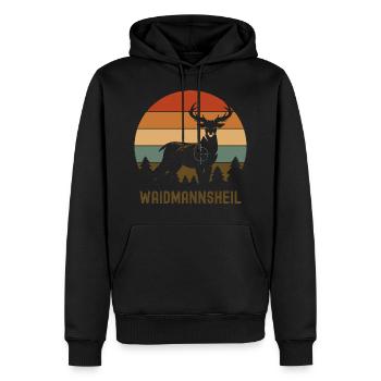 Jäger Waidmannsheil - Männer Premium Bio Hoodie - Schwarz - Vorne - Nico (187cm)