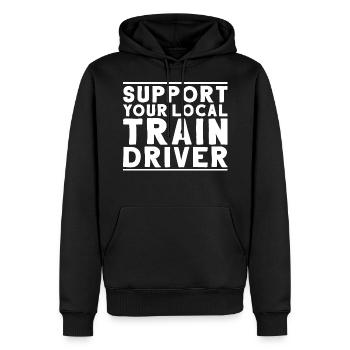 Conducteur de train Conducteur de locomotive Conducteur de locomotive - Sweat à capuche Premium bio Homme - noir - Devant - Nico (187cm)