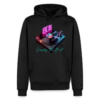 Années 80 - Sweat à capuche Premium bio Homme - noir - Devant - Nico (187cm)