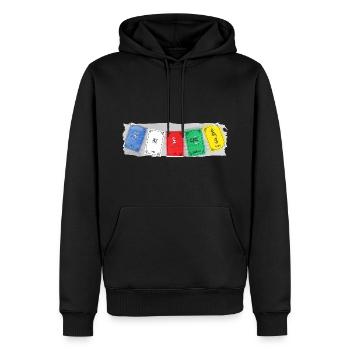 OM MA NI PADME HUM - Drapeaux de prière 3 - Sweat à capuche Premium bio Homme - noir - Devant - Nico (187cm)