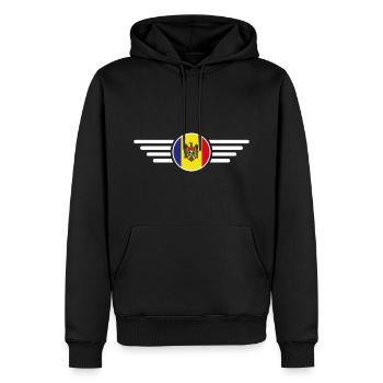 Moldavie Style Design T-shirt - Sweat à capuche Premium bio Homme - noir - Devant - Nico (187cm)