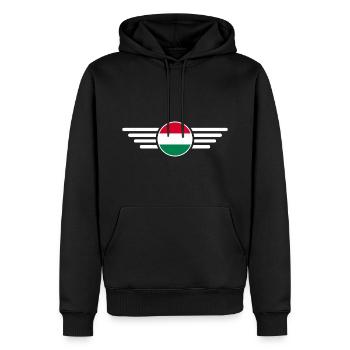T-shirt design de style hongrois - Sweat à capuche Premium bio Homme - noir - Devant - Nico (187cm)