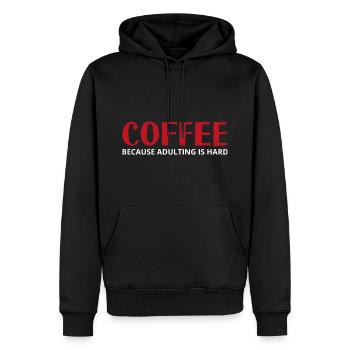 Café - parce que l’âge adulte est difficile - Sweat à capuche Premium bio Homme - noir - Devant - Nico (187cm)
