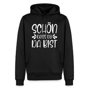 Schön dass du da bist - Männer Premium Bio Hoodie - Schwarz - Vorne - Nico (187cm)