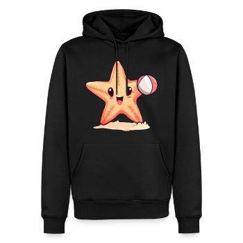 Seestern spielt Volleyball - Männer Premium Bio Hoodie - Schwarz - Vorne - Nico (187cm)