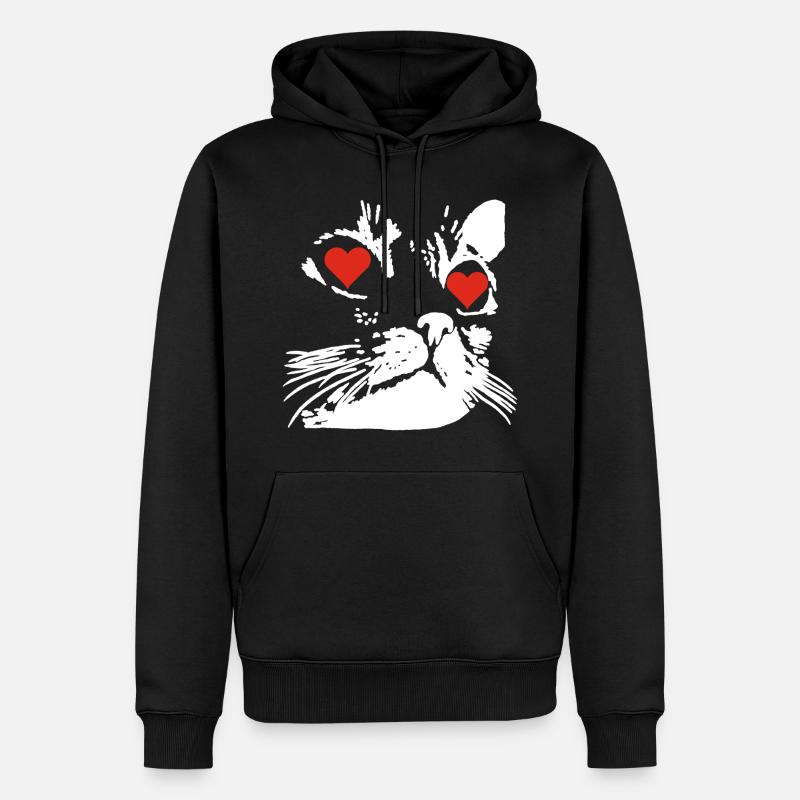 Un amour de chat blanc - Sweat à capuche Premium bio Homme - noir