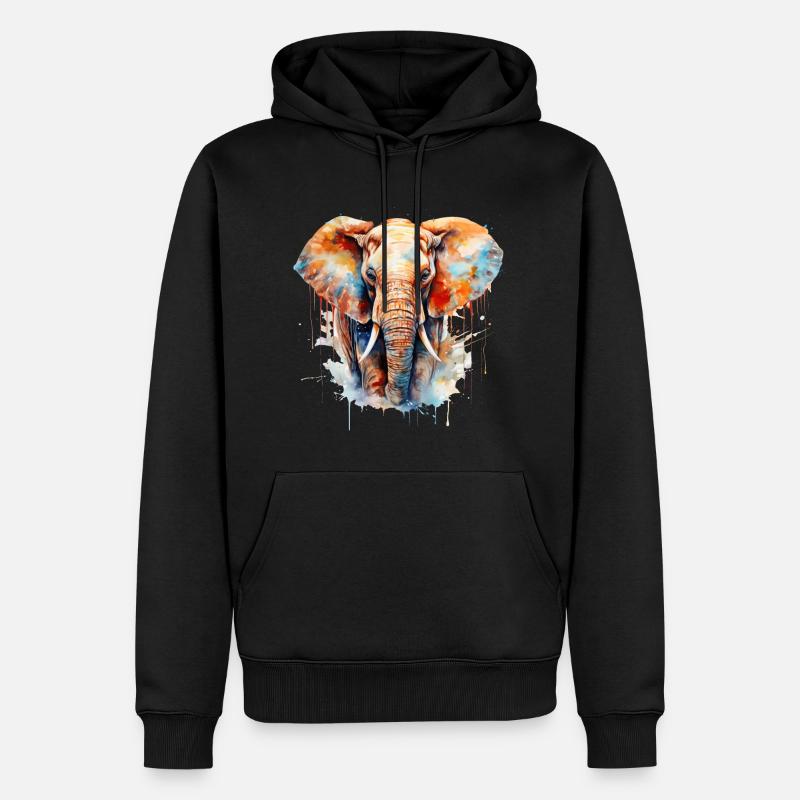 Elefant wasserfarben - Männer Premium Bio Hoodie - Schwarz