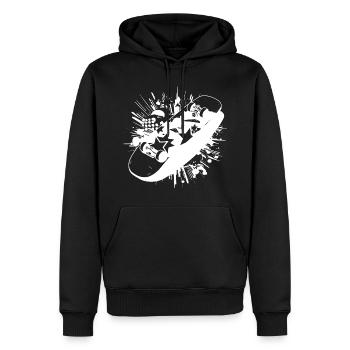 Skateboard Farbklecks - Männer Premium Bio Hoodie - Schwarz - Vorne - Nico (187cm)