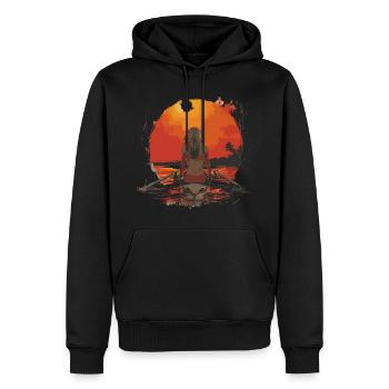 Illustration Ruderin - Männer Premium Bio Hoodie - Schwarz - Vorne - Nico (187cm)