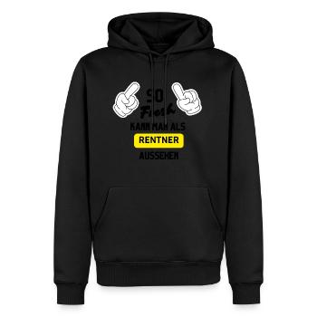 Jeune retraité - Sweat à capuche Premium bio Homme - noir - Devant - Nico (187cm)